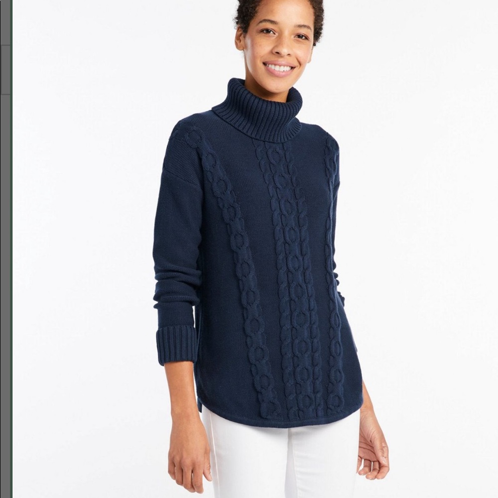 Llbean cable knit turtle neck, size small petite. Like new!